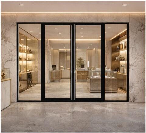 Slimline fire rated glass door