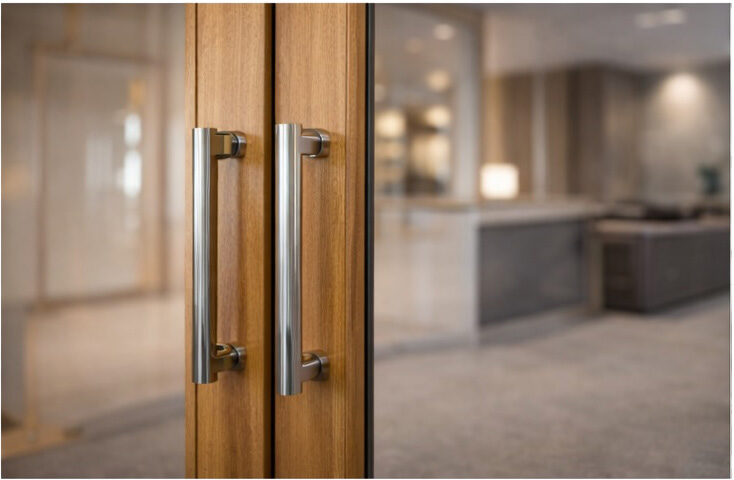 Fire rated screen in commercial lobby