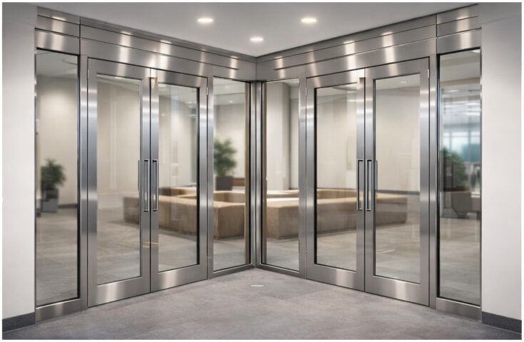 Stainless steel fire screen corner installation