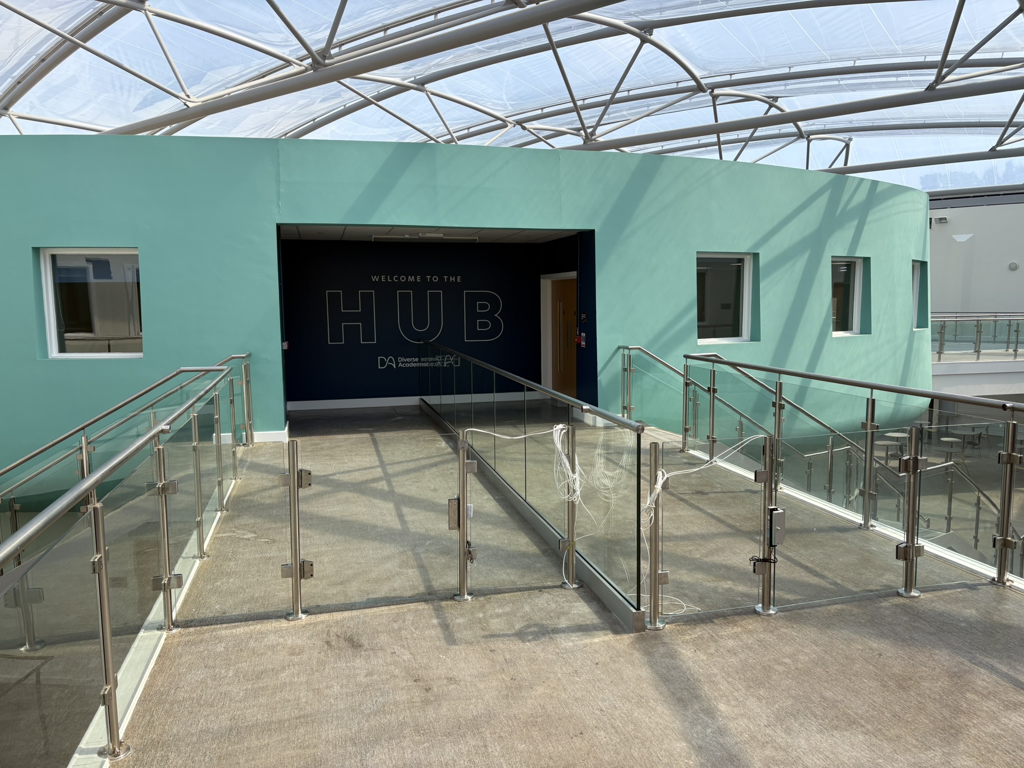 Glass balustrade and access control installation in a specialist school