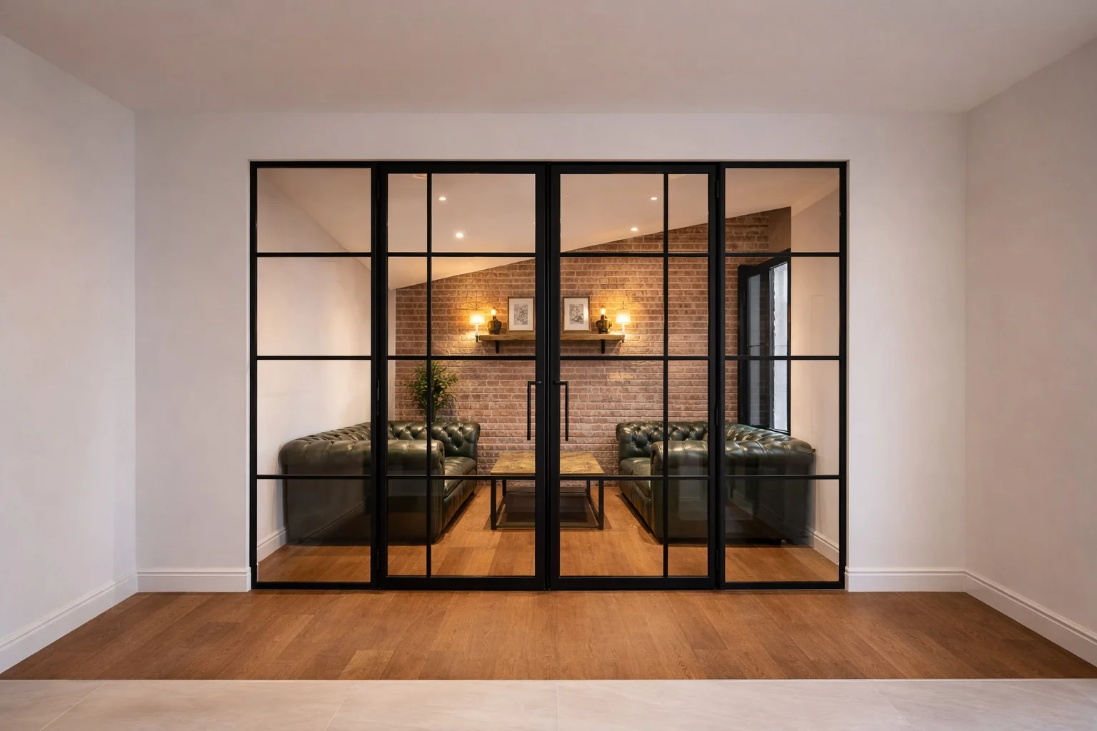 Heritage glass partition in residential setting